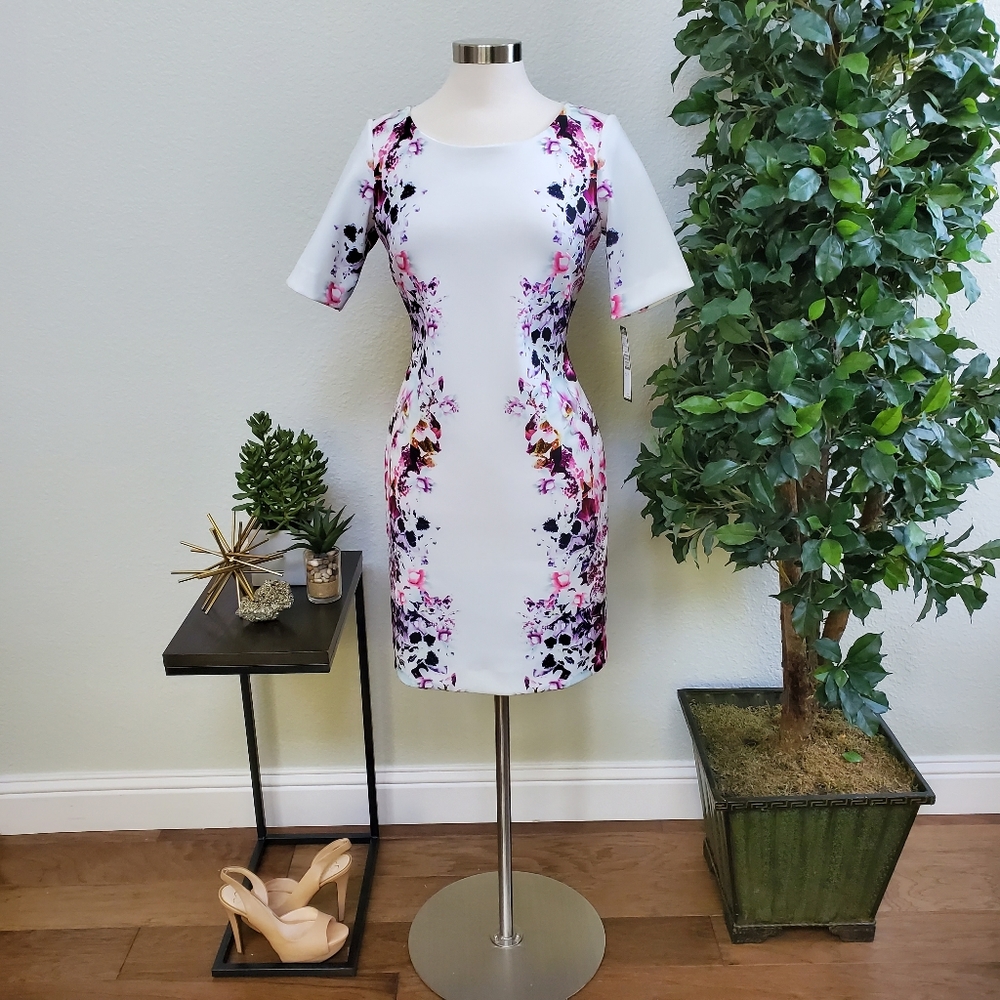 NWT Tahari Knee Length Floral Scuba Dress